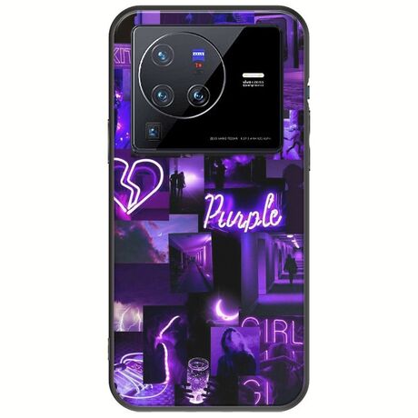 Aesthetic Purple Vivo X80 Pro Black TPU (Μαύρη Σιλικόνη)