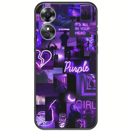 Aesthetic Purple Oppo A17 Black TPU (Μαύρη Σιλικόνη)