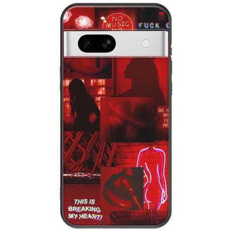 Aesthetic Red Google Pixel 7a 5G Black TPU (Μαύρη Σιλικόνη)