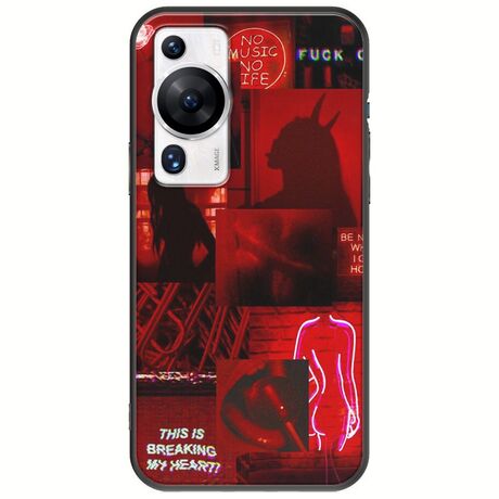 Aesthetic Red Huawei P60 Pro Black TPU (Μαύρη Σιλικόνη)