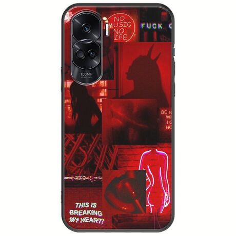 Aesthetic Red Honor 90 Lite 5G Black TPU (Μαύρη Σιλικόνη)