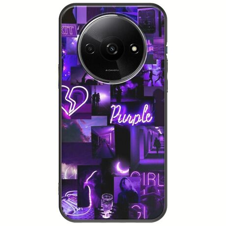 Aesthetic Purple Xiaomi Redmi A3 Black TPU (Μαύρη Σιλικόνη)