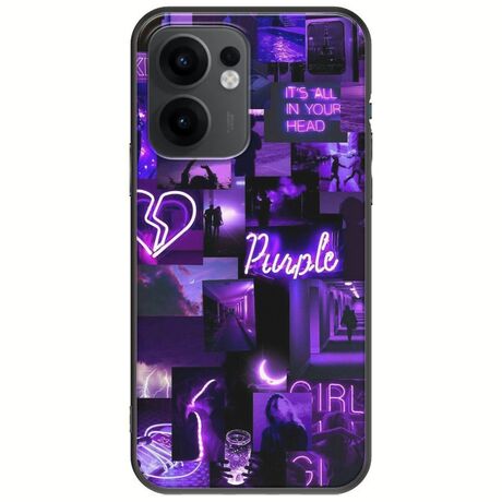 Aesthetic Purple Oppo Reno 13 F 5G Black TPU (Μαύρη Σιλικόνη)
