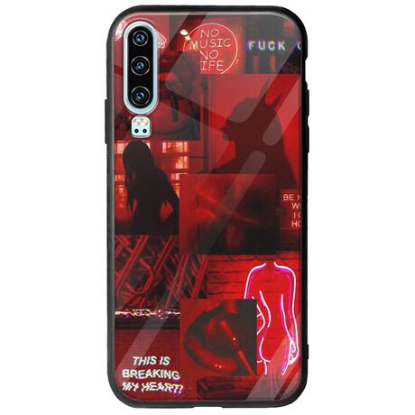 Aesthetic Red Huawei P30 Groove TPU (Tempered Glass και TPU)