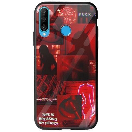 Aesthetic Red Huawei P30 Lite Groove TPU (Tempered Glass και TPU)