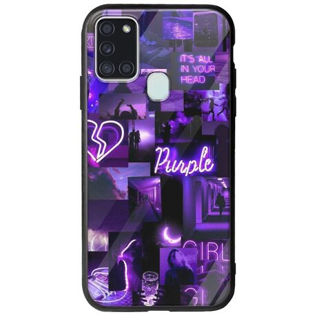 Aesthetic Purple Samsung Galaxy A21s Groove TPU (Tempered Glass και TPU)