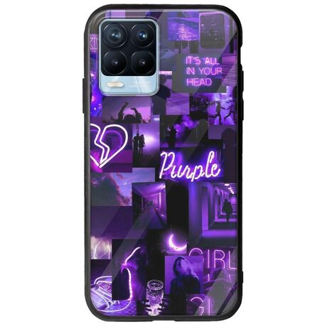 Aesthetic Purple Realme 8 / 8 Pro Groove TPU (Tempered Glass και TPU)