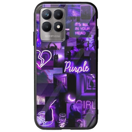 Aesthetic Purple Realme 8i Groove TPU (Tempered Glass και TPU)
