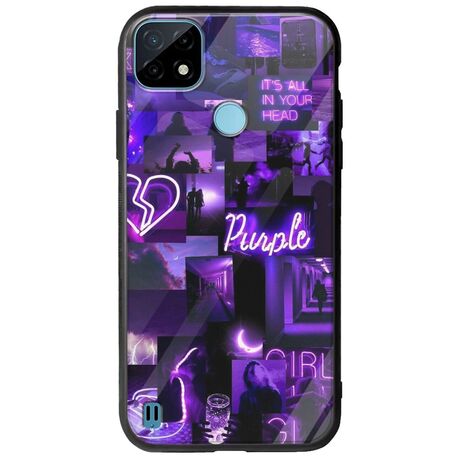 Aesthetic Purple Realme C21Y / Realme C25Y Groove TPU (Tempered Glass και TPU)