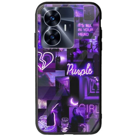 Aesthetic Purple Realme C55 Groove TPU (Tempered Glass και TPU)