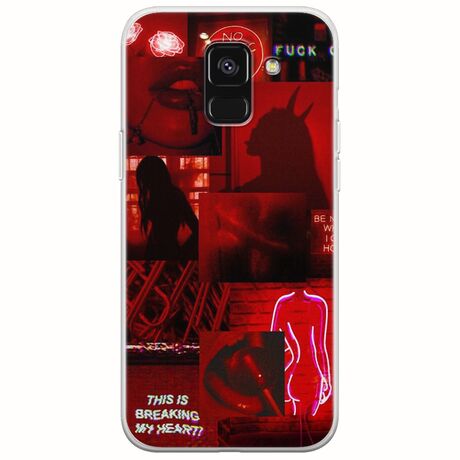 Aesthetic Red Samsung Galaxy A8(2018) Flexible TPU (Διάφανη Σιλικόνη)