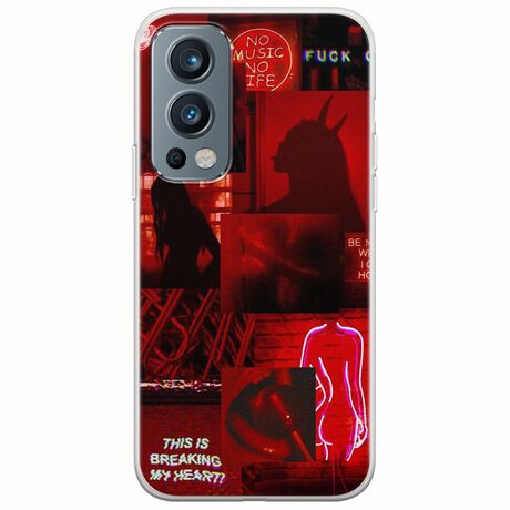 Aesthetic Red OnePlus Nord 2 5G Flexible TPU (Διάφανη Σιλικόνη)