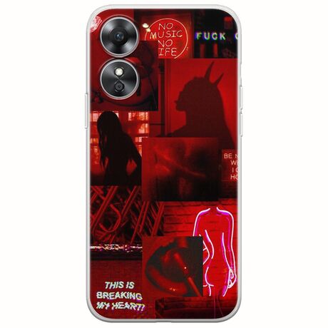 Aesthetic Red Oppo A17 Flexible TPU (Διάφανη Σιλικόνη)