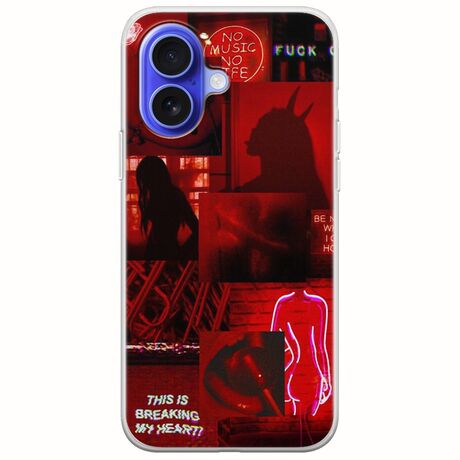 Aesthetic Red iPhone 16 Flexible TPU (Διάφανη Σιλικόνη)