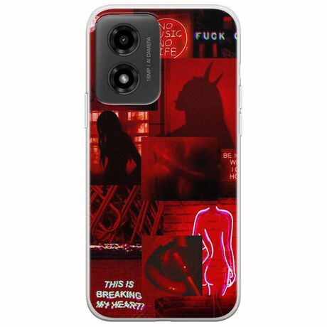 Aesthetic Red Motorola Moto G04 Flexible TPU (Διάφανη Σιλικόνη)