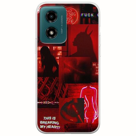 Aesthetic Red Motorola Moto G04s Flexible TPU (Διάφανη Σιλικόνη)