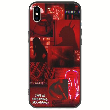 Aesthetic Red iPhone X / XS Black TPU (Μαύρη Σιλικόνη)