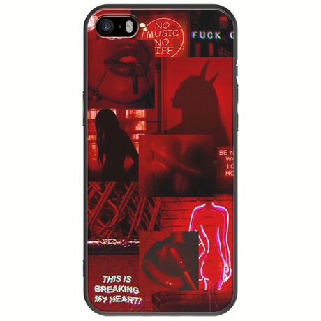 Aesthetic Red iPhone 5/5s/SE 2016 Black TPU (Μαύρη Σιλικόνη)