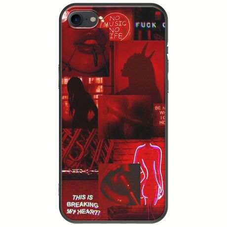 Aesthetic Red iPhone SE 2020 Black TPU (Μαύρη Σιλικόνη)