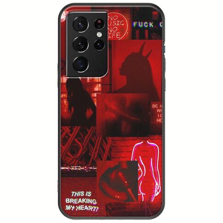 Aesthetic Red Samsung Galaxy S21 Ultra Black TPU (Μαύρη Σιλικόνη)