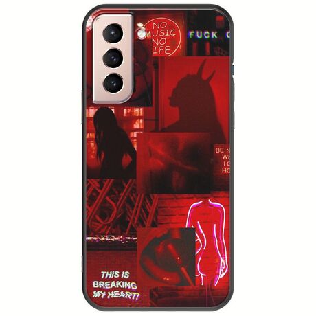 Aesthetic Red Samsung Galaxy S21 FE 5G Black TPU (Μαύρη Σιλικόνη)