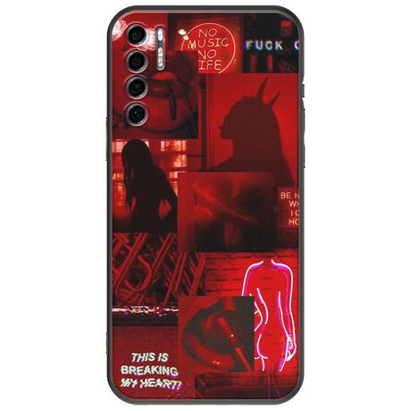 Aesthetic Red TCL 20S / 20 5G / 20L / 20L+ Black TPU (Μαύρη Σιλικόνη)