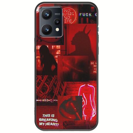 Aesthetic Red Realme 9 4G Black TPU (Μαύρη Σιλικόνη)