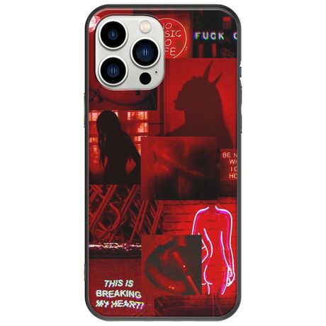 Aesthetic Red iPhone 14 Pro Black TPU (Μαύρη Σιλικόνη)