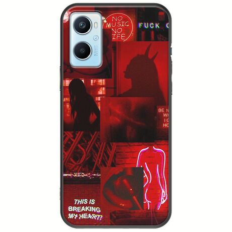 Aesthetic Red Oppo A96 4G Black TPU (Μαύρη Σιλικόνη)