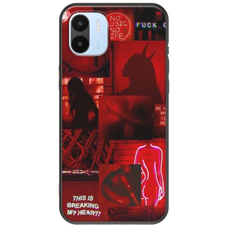 Aesthetic Red Xiaomi Redmi A2 Black TPU (Μαύρη Σιλικόνη)