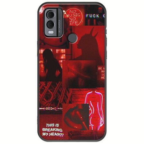 Aesthetic Red Nokia C22 Black TPU (Μαύρη Σιλικόνη)