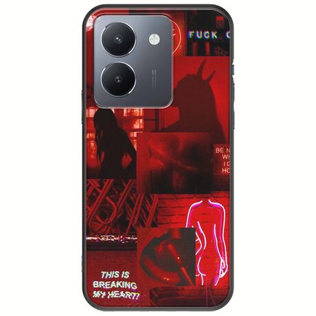 Aesthetic Red Vivo Y36 4G / 5G Black TPU (Μαύρη Σιλικόνη)