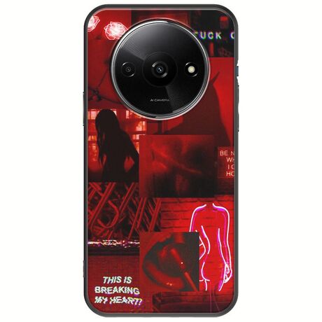 Aesthetic Red Xiaomi Redmi A3 Black TPU (Μαύρη Σιλικόνη)