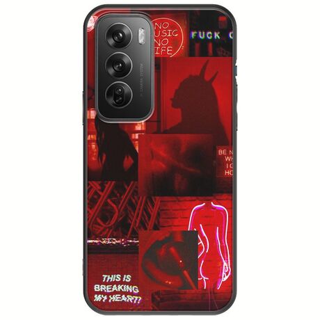 Aesthetic Red Oppo Reno 12 Pro 5G Black TPU (Μαύρη Σιλικόνη)