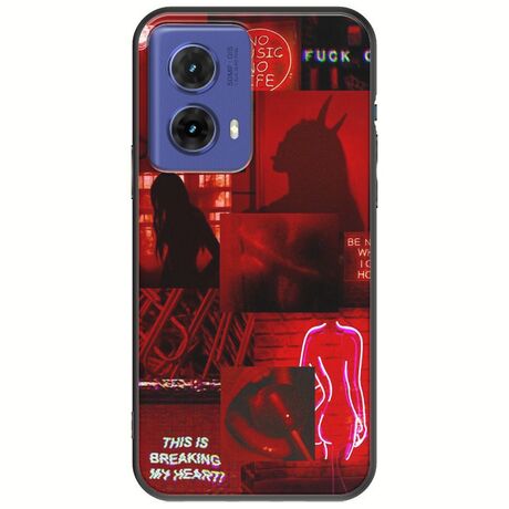 Aesthetic Red Motorola Moto G85 5G Black TPU (Μαύρη Σιλικόνη)