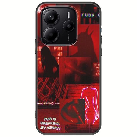 Aesthetic Red Xiaomi Redmi Note 14 5G Black TPU (Μαύρη Σιλικόνη)