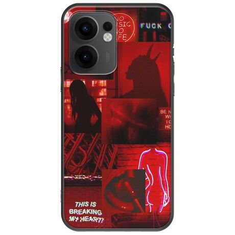 Aesthetic Red Oppo Reno 13 F 5G Black TPU (Μαύρη Σιλικόνη)