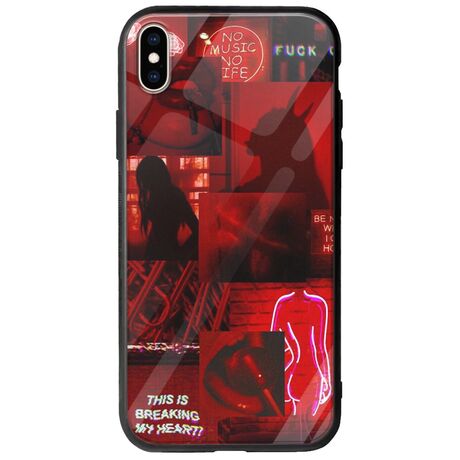 Aesthetic Red iPhone X / XS Groove TPU (Tempered Glass και TPU)