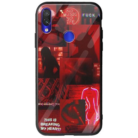 Aesthetic Red Xiaomi Redmi Note 7 Groove TPU (Tempered Glass και TPU)