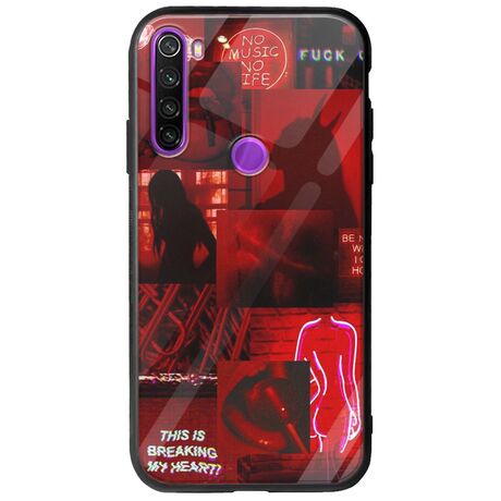 Aesthetic Red Xiaomi Redmi Note 8 Groove TPU (Tempered Glass και TPU)
