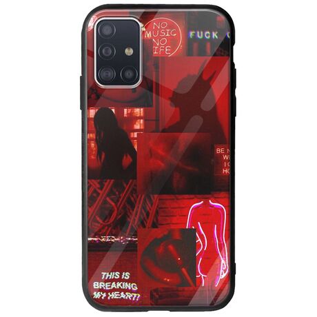 Aesthetic Red Samsung Galaxy A51 Groove TPU (Tempered Glass και TPU)