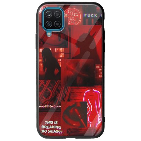 Aesthetic Red Samsung Galaxy A12 Groove TPU (Tempered Glass και TPU)