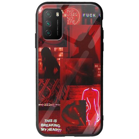 Aesthetic Red Xiaomi Poco M3 Groove TPU (Tempered Glass και TPU)