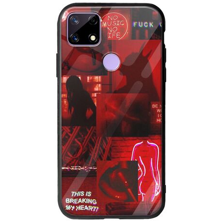 Aesthetic Red Realme C21 Groove TPU (Tempered Glass και TPU)