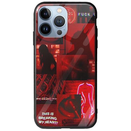 Aesthetic Red iPhone 13 Pro Groove TPU (Tempered Glass και TPU)