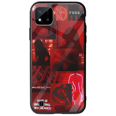 Aesthetic Red Realme C11 2021 Groove TPU (Tempered Glass και TPU)