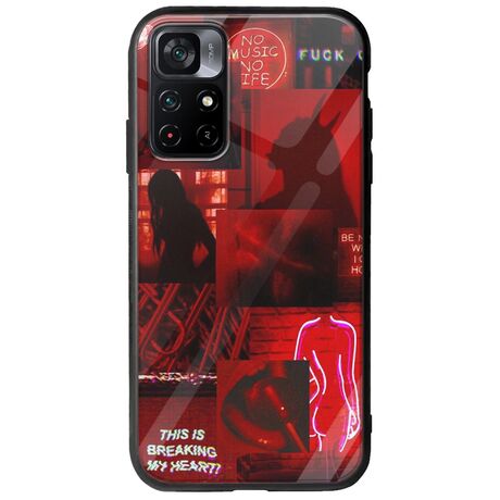 Aesthetic Red Xiaomi Poco M4 Pro 5G Groove TPU (Tempered Glass και TPU)