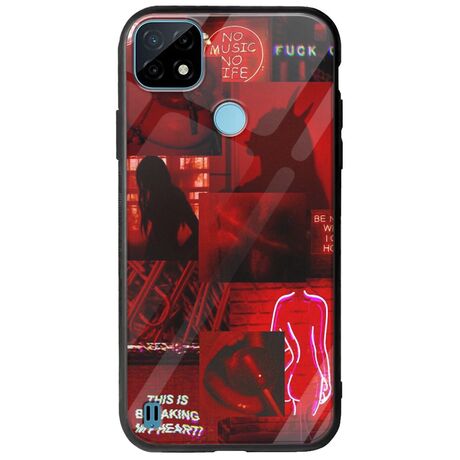 Aesthetic Red Realme C21Y / Realme C25Y Groove TPU (Tempered Glass και TPU)