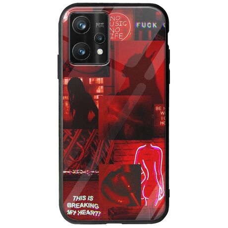 Aesthetic Red Realme 9 Pro Plus Groove TPU (Tempered Glass και TPU)