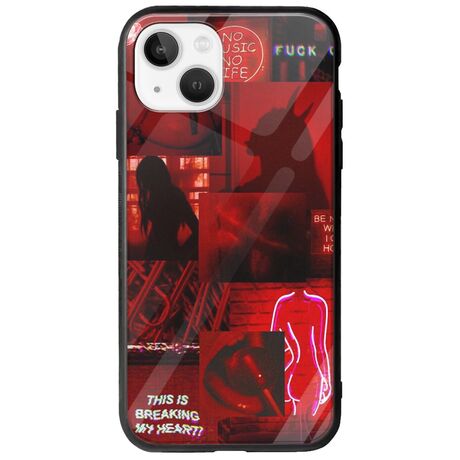 Aesthetic Red iPhone 14 Groove TPU (Tempered Glass και TPU)